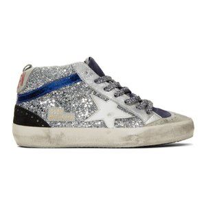 Golden Goose Silver Glitter Mid Star Sneakers